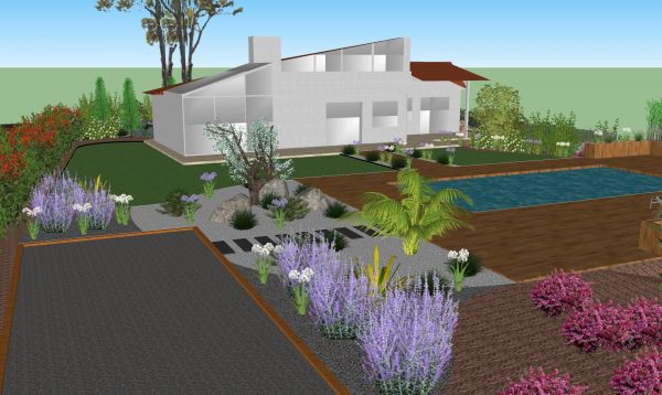 Elévation 3D d'un projet de jardin à Arcachon