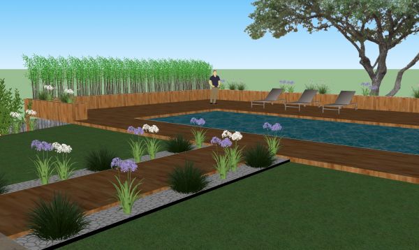 Conception d'un jardin avec terrasse en bois exotique à Arcachon (33)