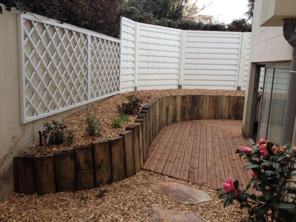 Muret de soutènement en travers bois de Pin à Arcachon